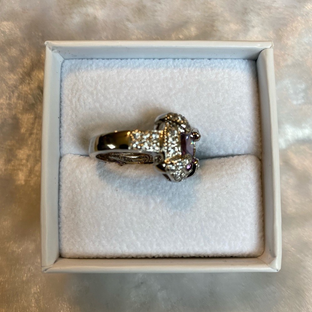 925 Amethyst Rhinestone Statement Ring - image 4